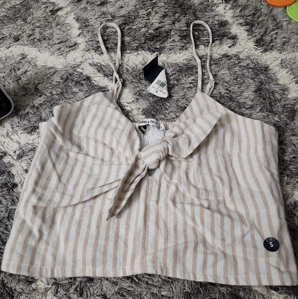 Abercrombie & Fitch Beige and White Striped Top